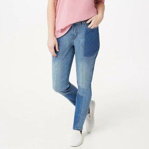 NWT MARTHA STEWART SEAMED PANEL LIGHT INDIGO ANKLE JEANS 22P